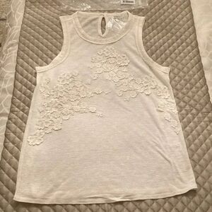 Aliso Embroidered White Floral Applique Tank Top XL Sundance
